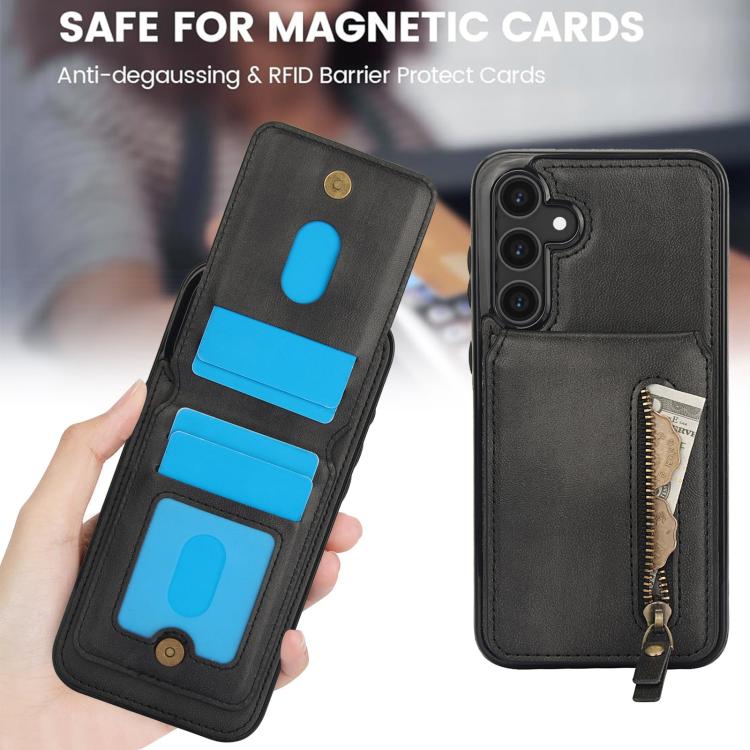 For Samsung Galaxy S23 FE 5G Zipper Wallet Split MagSafe Leather Back Phone Case