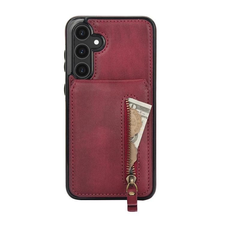 For Samsung Galaxy S23 FE 5G Zipper Wallet Split MagSafe Leather Back Phone Case