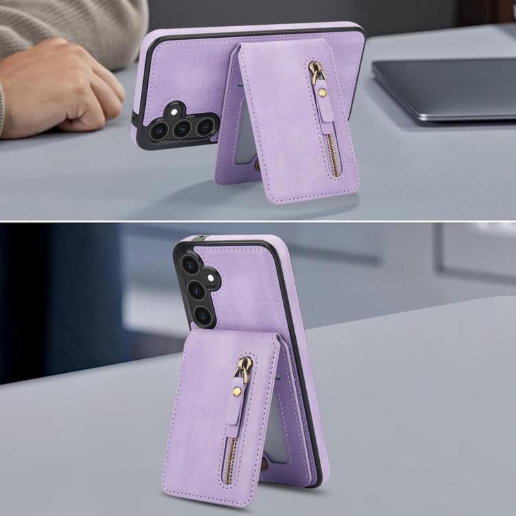 For Samsung Galaxy S23 FE 5G Zipper Wallet Split MagSafe Leather Back Phone Case