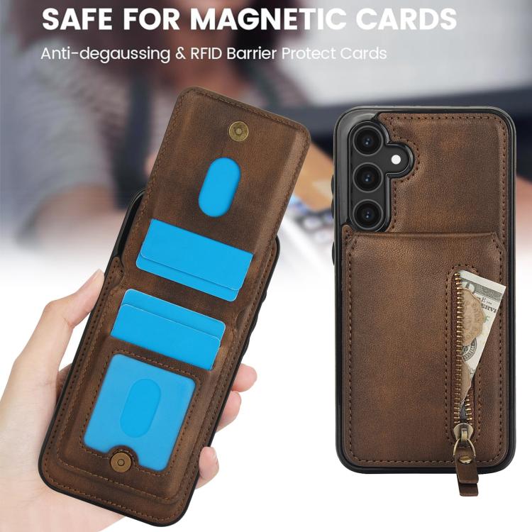 For Samsung Galaxy S23 FE 5G Zipper Wallet Split MagSafe Leather Back Phone Case
