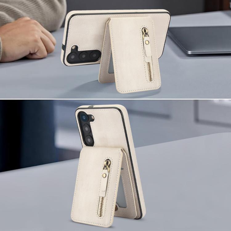 For Samsung Galaxy S23 5G Zipper Wallet Split MagSafe Leather Back Phone Case