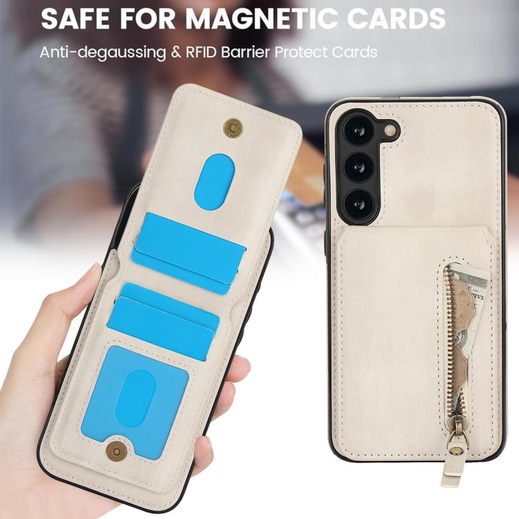 For Samsung Galaxy S23 5G Zipper Wallet Split MagSafe Leather Back Phone Case