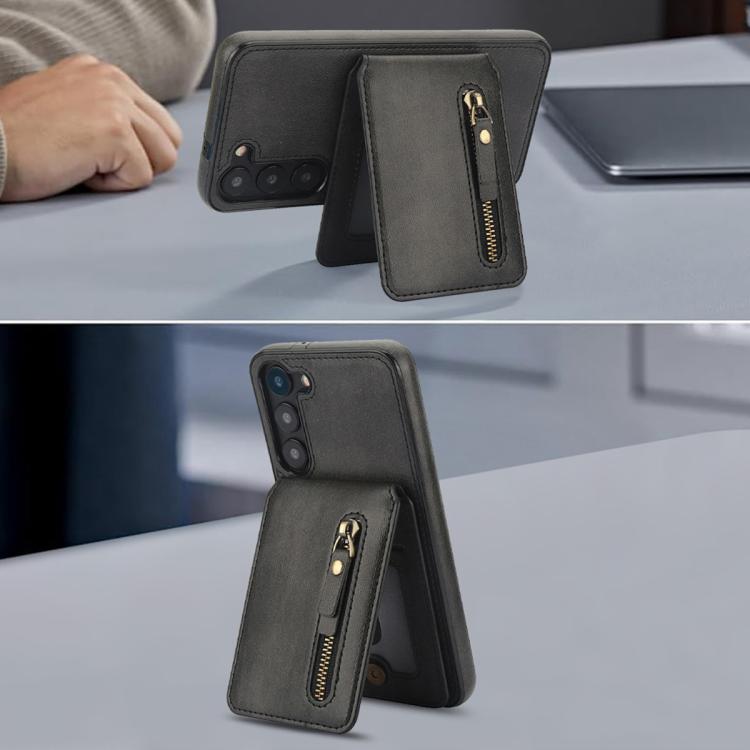 For Samsung Galaxy S23 5G Zipper Wallet Split MagSafe Leather Back Phone Case
