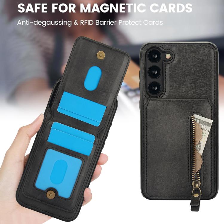 For Samsung Galaxy S23 5G Zipper Wallet Split MagSafe Leather Back Phone Case