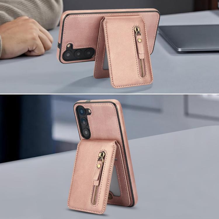 For Samsung Galaxy S23 5G Zipper Wallet Split MagSafe Leather Back Phone Case