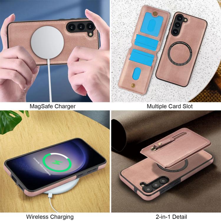 For Samsung Galaxy S23 5G Zipper Wallet Split MagSafe Leather Back Phone Case