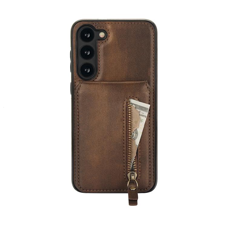 For Samsung Galaxy S23 5G Zipper Wallet Split MagSafe Leather Back Phone Case