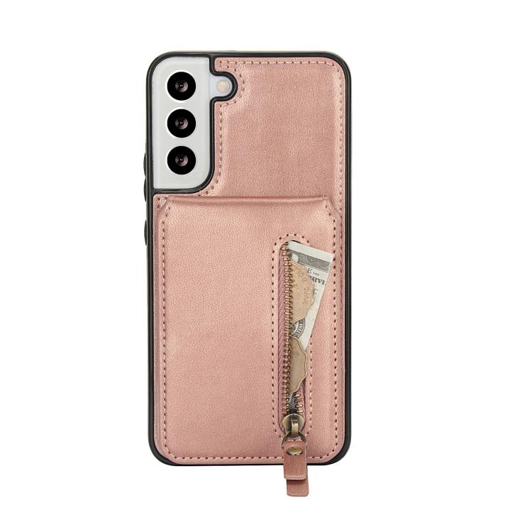 For Samsung Galaxy S22 5G Zipper Wallet Split MagSafe Leather Back Phone Case