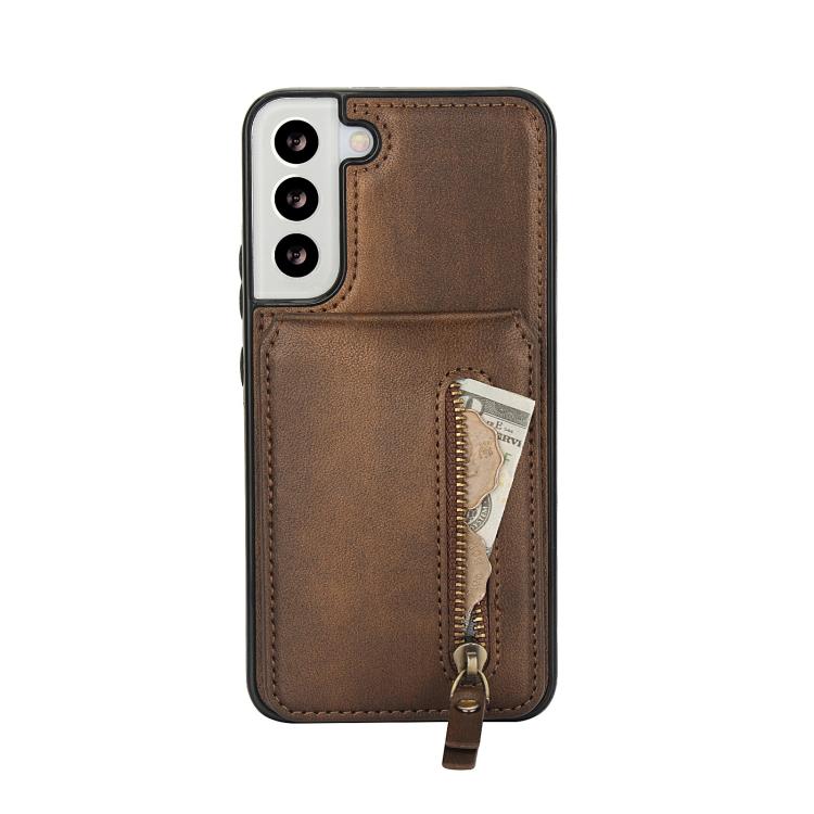 For Samsung Galaxy S22 5G Zipper Wallet Split MagSafe Leather Back Phone Case