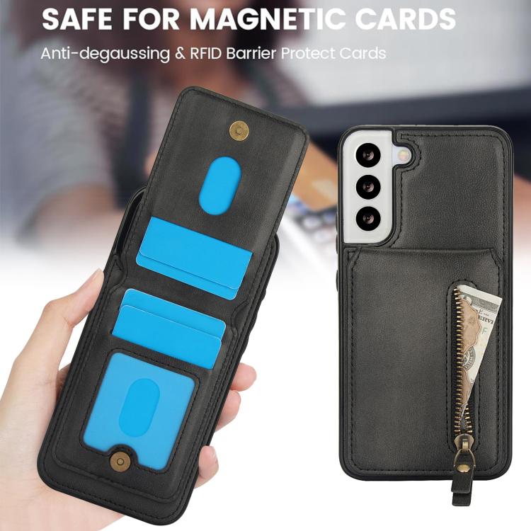 For Samsung Galaxy S21 FE 5G Zipper Wallet Split MagSafe Leather Back Phone Case
