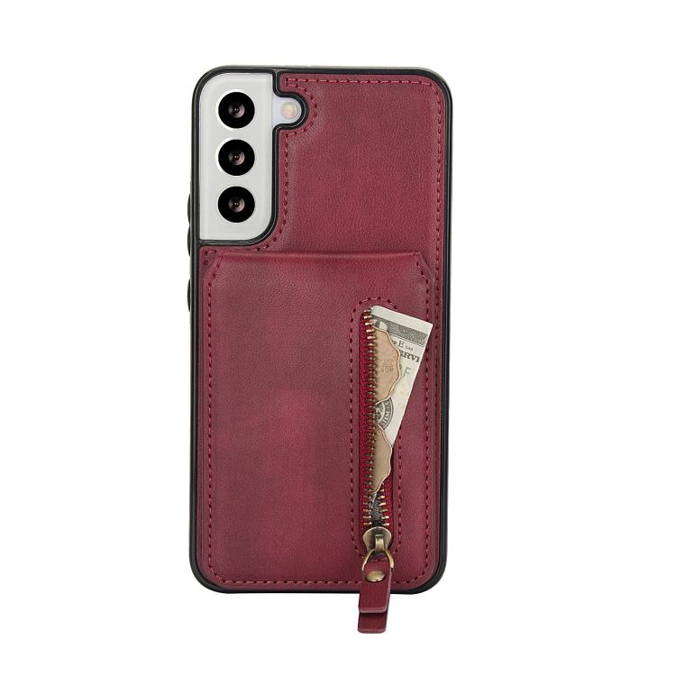 For Samsung Galaxy S21 FE 5G Zipper Wallet Split MagSafe Leather Back Phone Case