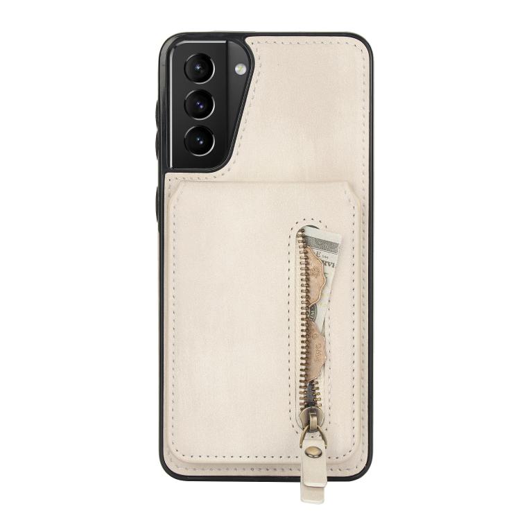 For Samsung Galaxy S21+ 5G Zipper Wallet Split MagSafe Leather Back Phone Case