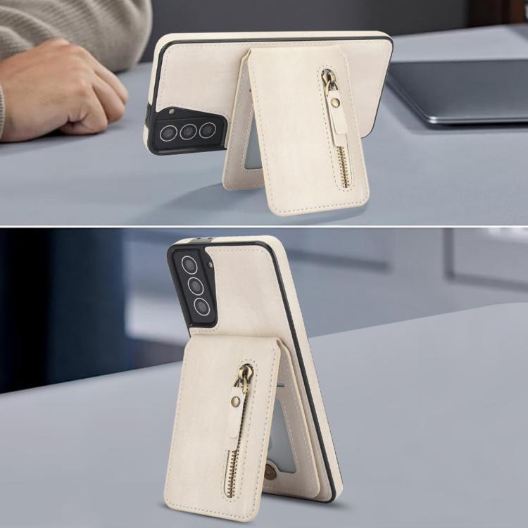 For Samsung Galaxy S21+ 5G Zipper Wallet Split MagSafe Leather Back Phone Case