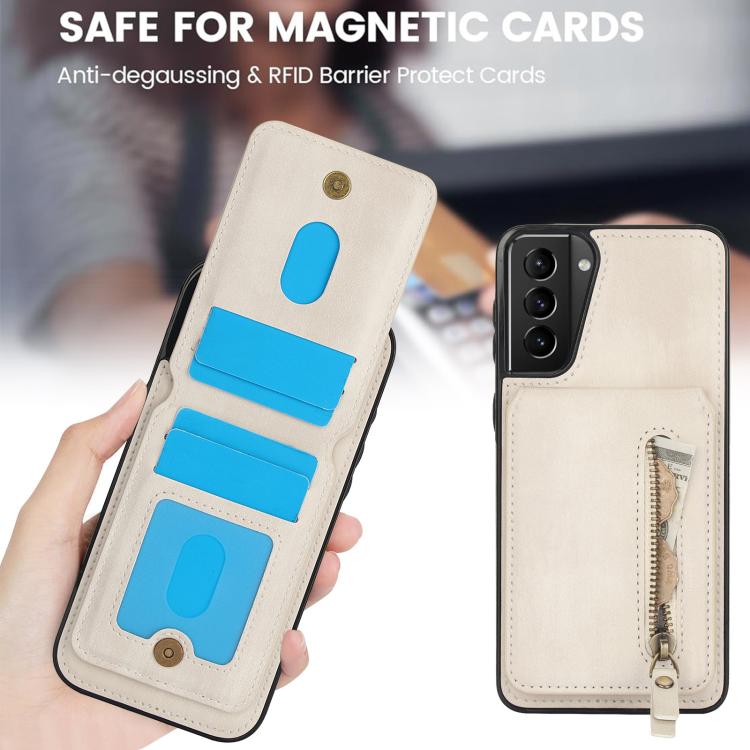 For Samsung Galaxy S21+ 5G Zipper Wallet Split MagSafe Leather Back Phone Case