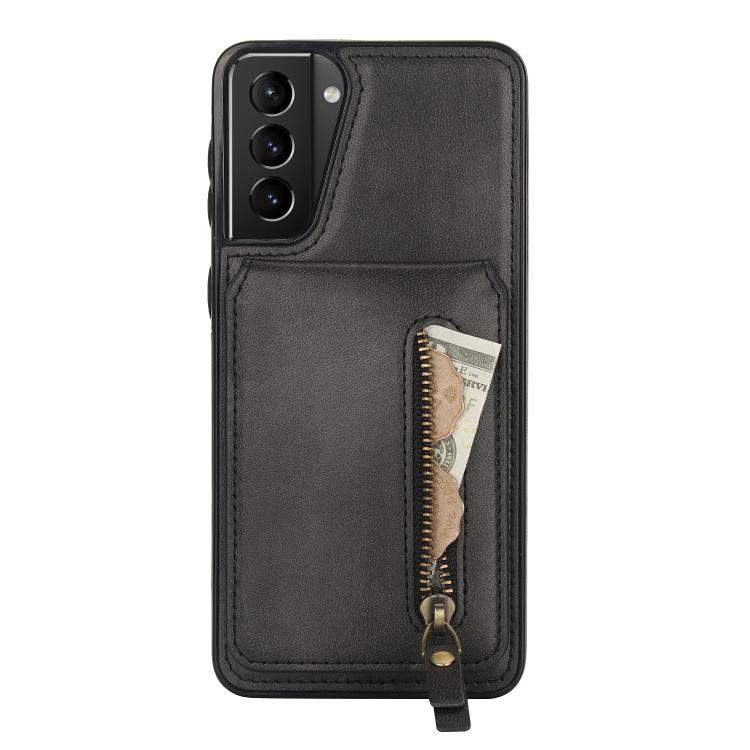 For Samsung Galaxy S21+ 5G Zipper Wallet Split MagSafe Leather Back Phone Case