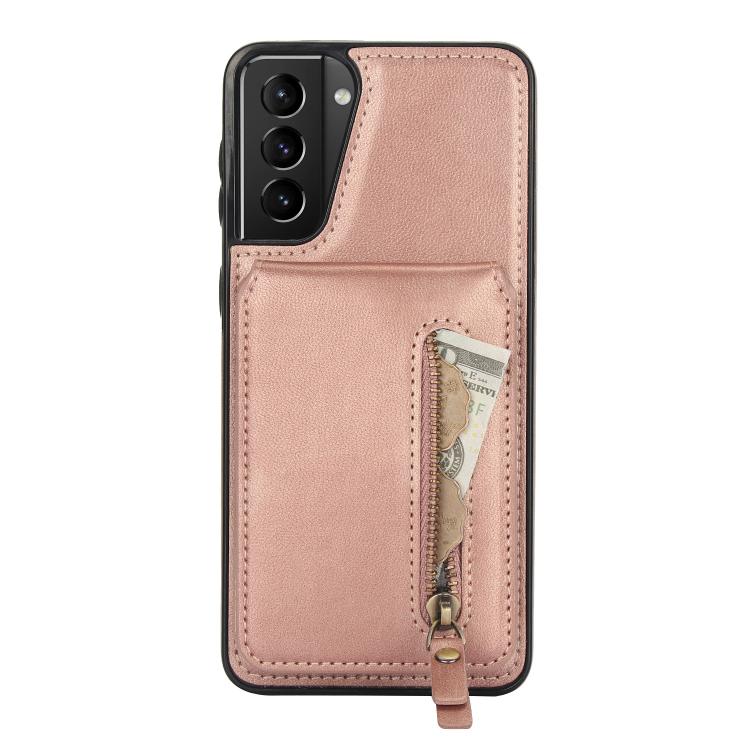 For Samsung Galaxy S21+ 5G Zipper Wallet Split MagSafe Leather Back Phone Case