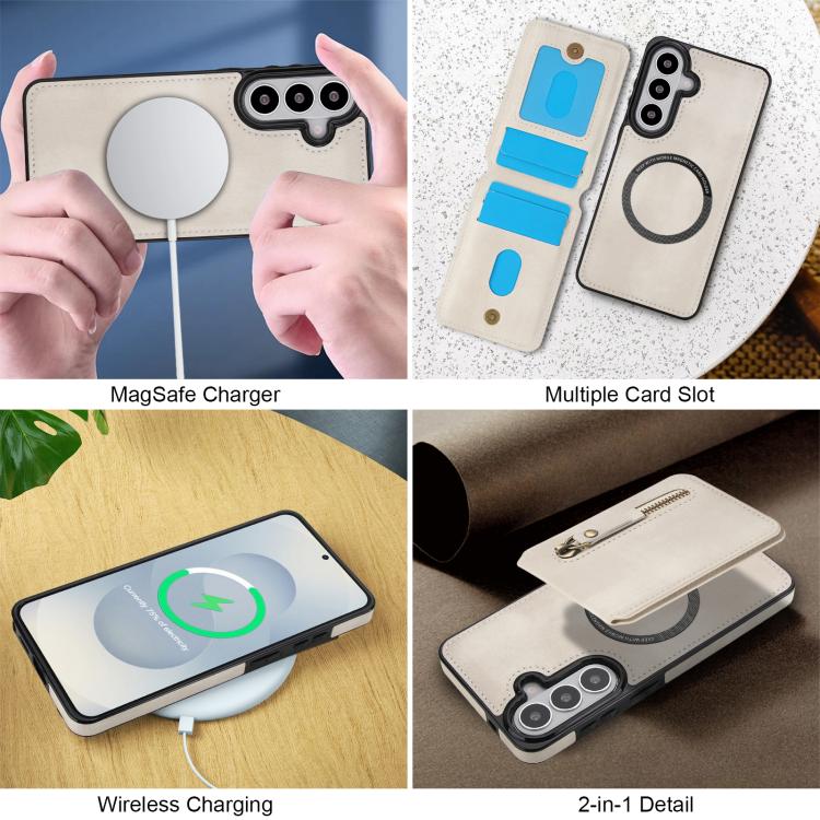 For Samsung Galaxy S26 5G Zipper Wallet Split MagSafe Leather Back Phone Case