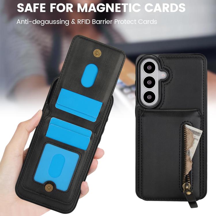 For Samsung Galaxy S26 5G Zipper Wallet Split MagSafe Leather Back Phone Case