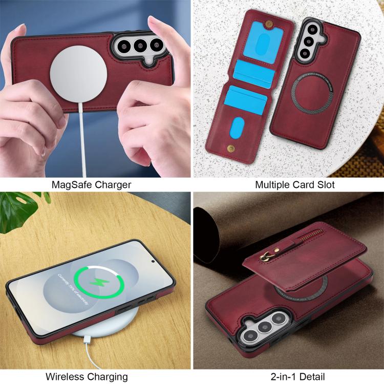 For Samsung Galaxy S26 5G Zipper Wallet Split MagSafe Leather Back Phone Case