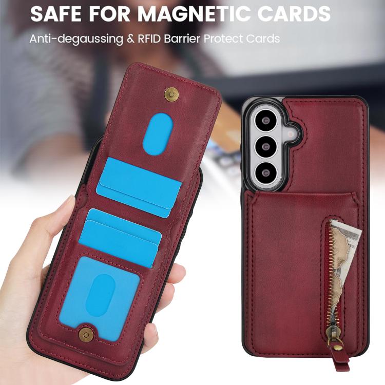 For Samsung Galaxy S26 5G Zipper Wallet Split MagSafe Leather Back Phone Case
