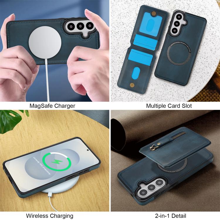 For Samsung Galaxy S26 5G Zipper Wallet Split MagSafe Leather Back Phone Case