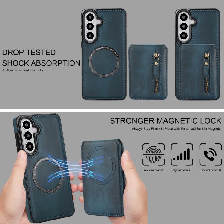For Samsung Galaxy S26 5G Zipper Wallet Split MagSafe Leather Back Phone Case