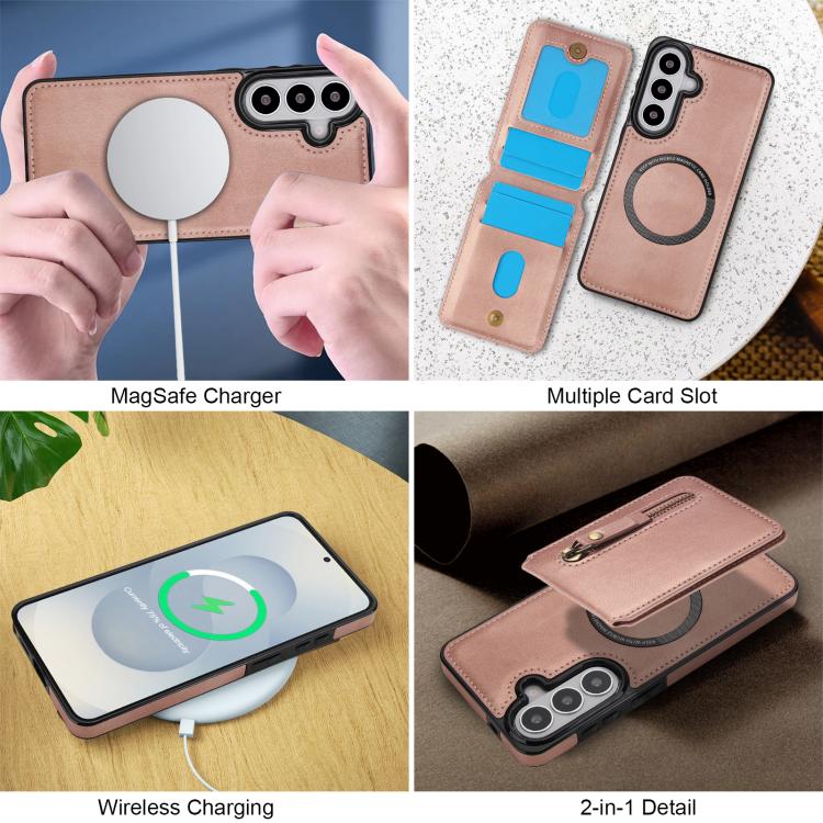 For Samsung Galaxy S26 5G Zipper Wallet Split MagSafe Leather Back Phone Case