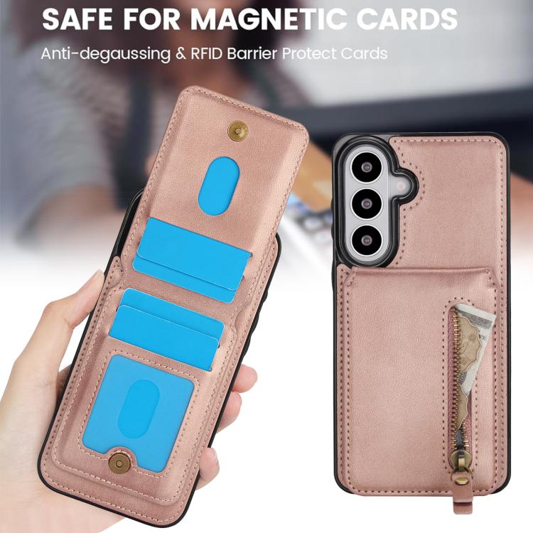 For Samsung Galaxy S26 5G Zipper Wallet Split MagSafe Leather Back Phone Case