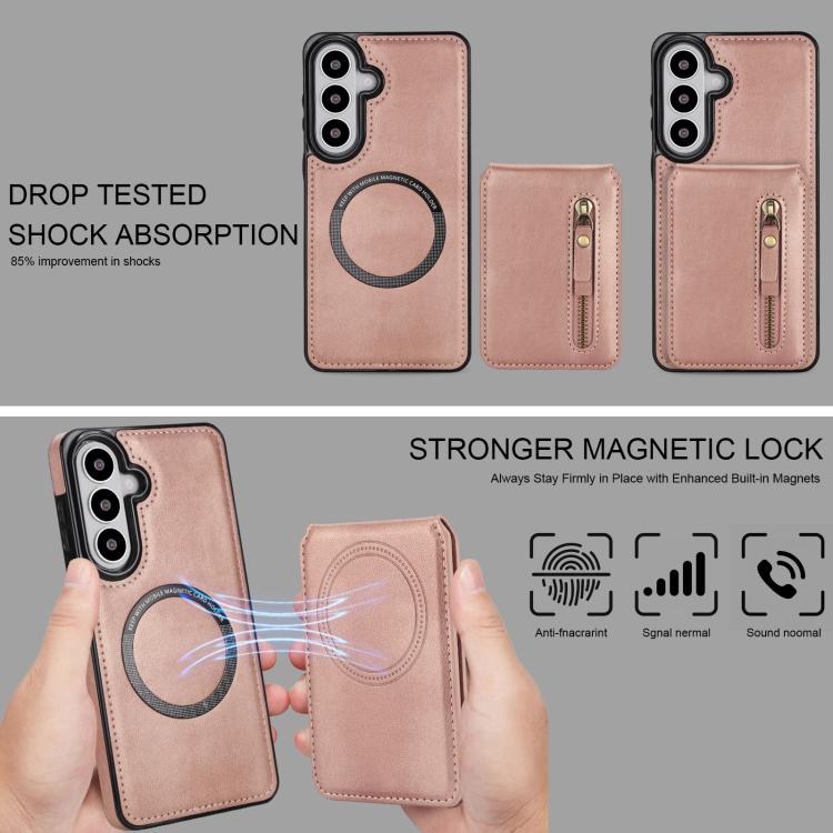 For Samsung Galaxy S26 5G Zipper Wallet Split MagSafe Leather Back Phone Case