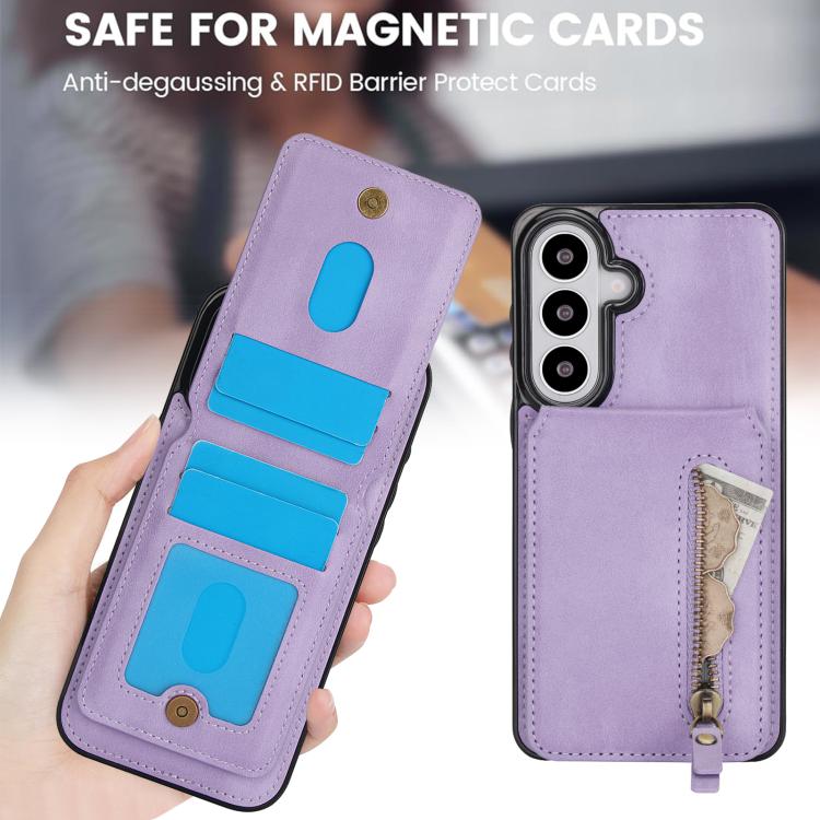 For Samsung Galaxy S26 5G Zipper Wallet Split MagSafe Leather Back Phone Case