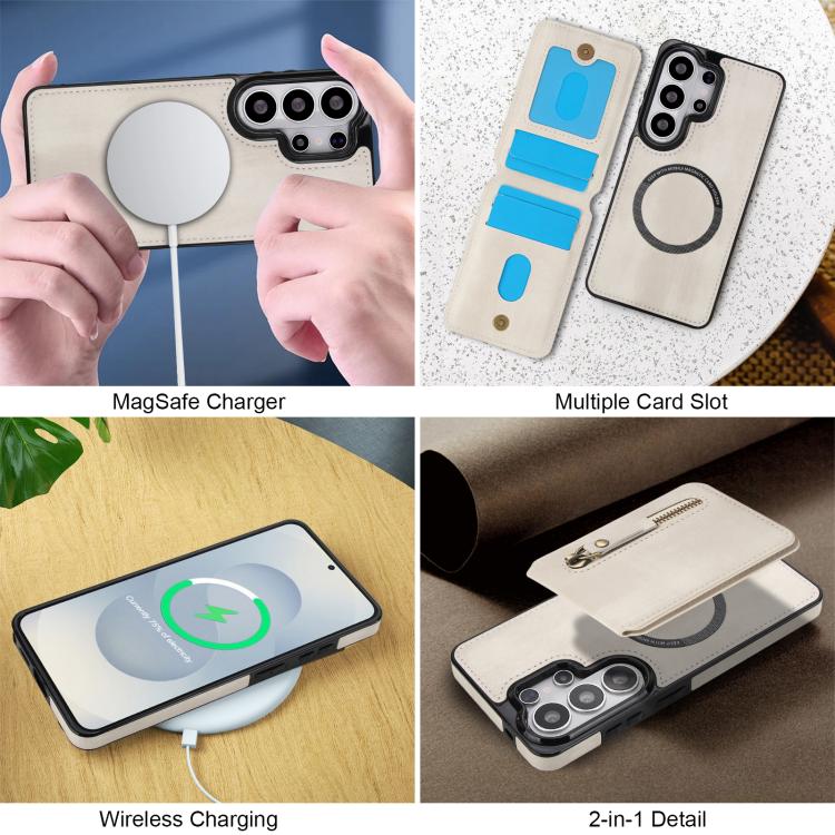 For Samsung Galaxy S26 Ultra 5G Zipper Wallet Split MagSafe Leather Back Phone Case
