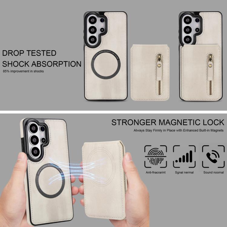 For Samsung Galaxy S26 Ultra 5G Zipper Wallet Split MagSafe Leather Back Phone Case