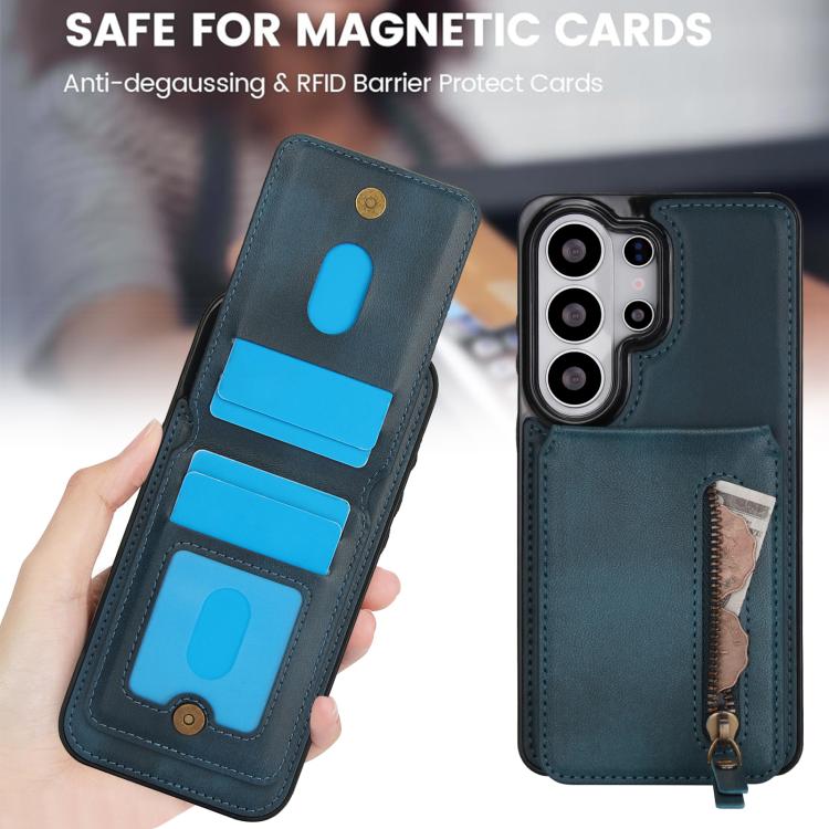 For Samsung Galaxy S26 Ultra 5G Zipper Wallet Split MagSafe Leather Back Phone Case