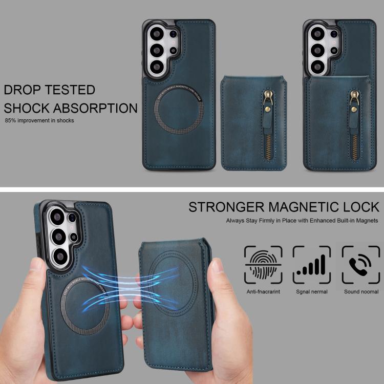 For Samsung Galaxy S26 Ultra 5G Zipper Wallet Split MagSafe Leather Back Phone Case
