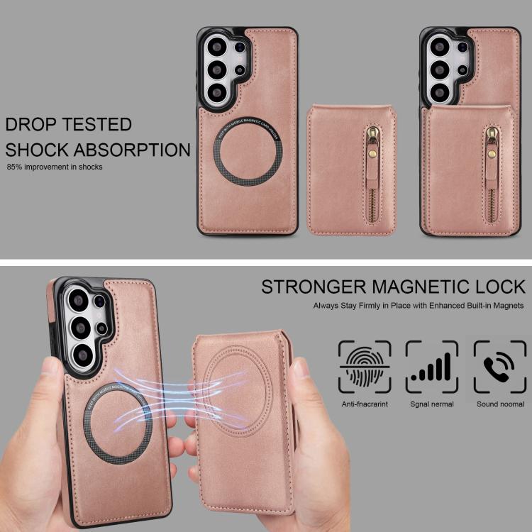 For Samsung Galaxy S26 Ultra 5G Zipper Wallet Split MagSafe Leather Back Phone Case