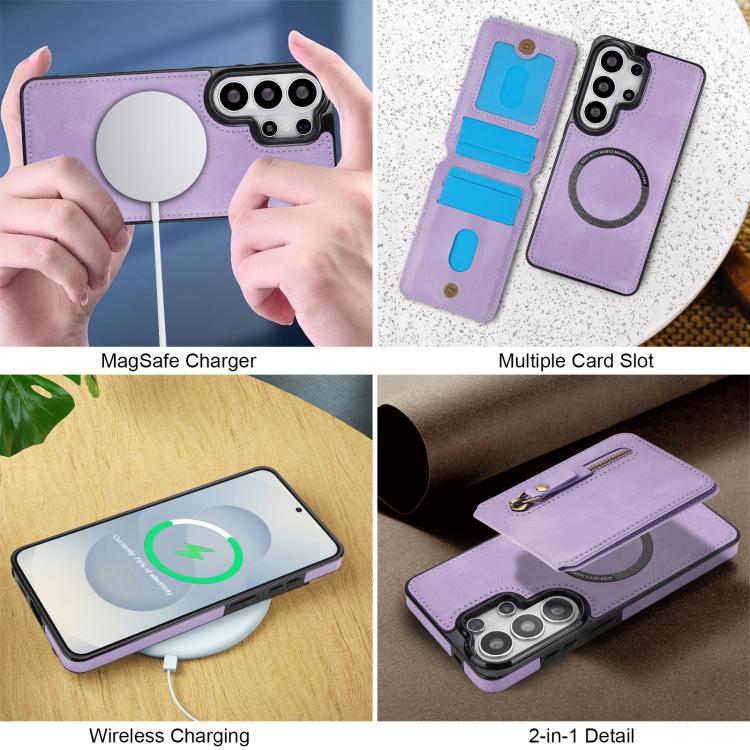 For Samsung Galaxy S26 Ultra 5G Zipper Wallet Split MagSafe Leather Back Phone Case