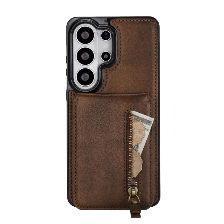 For Samsung Galaxy S26 Ultra 5G Zipper Wallet Split MagSafe Leather Back Phone Case