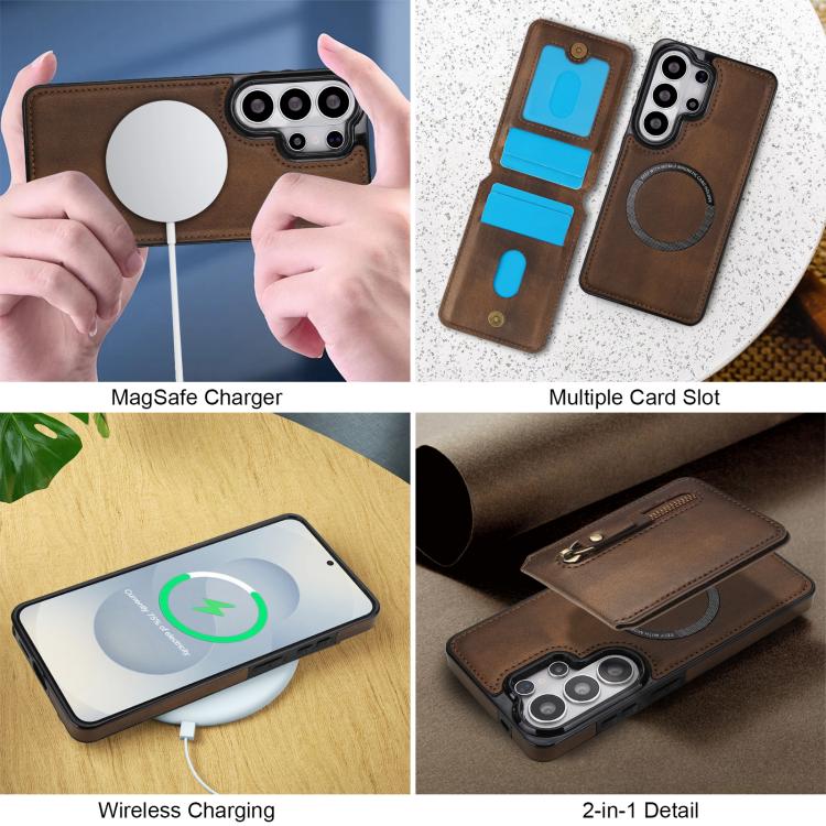 For Samsung Galaxy S26 Ultra 5G Zipper Wallet Split MagSafe Leather Back Phone Case