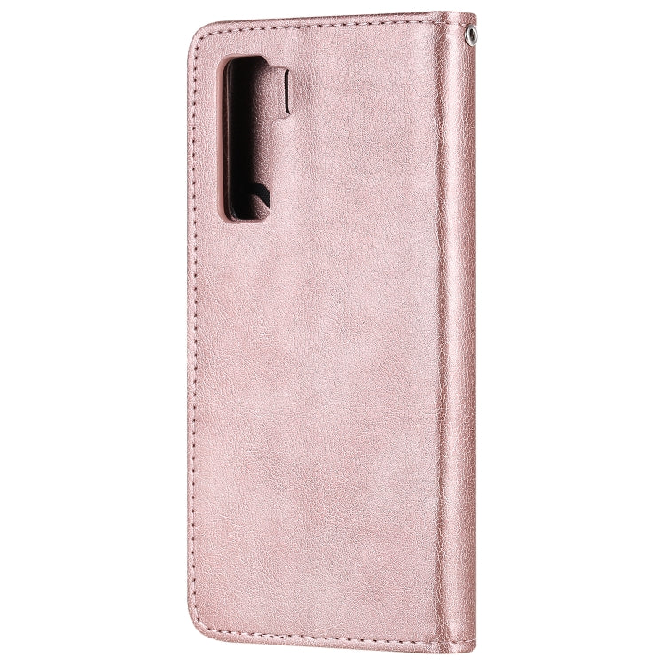 For Huawei Nova 7 SE 2 in 1 Solid Color Detachable PU Leather Case with Card Slots & Magnetic Holder & Photo Frame & Wallet & Strap