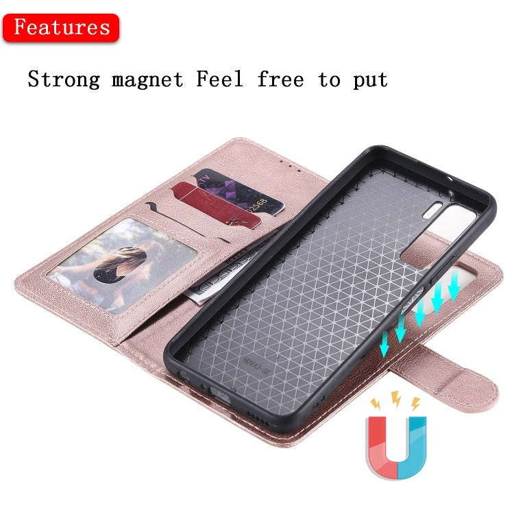 For Huawei Nova 7 SE 2 in 1 Solid Color Detachable PU Leather Case with Card Slots & Magnetic Holder & Photo Frame & Wallet & Strap
