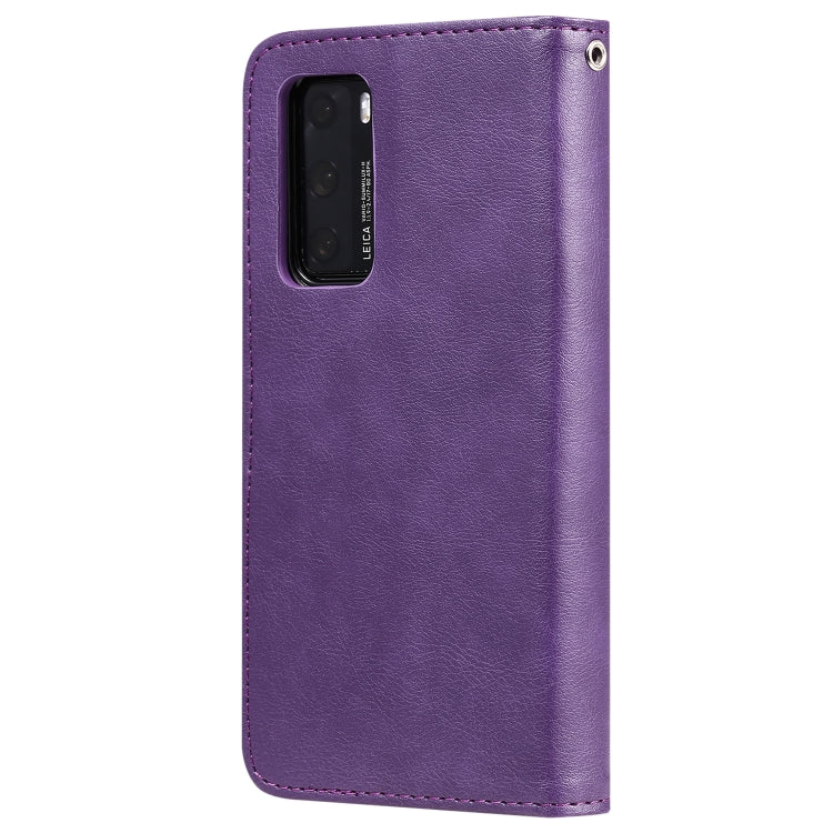For Huawei P40 2 in 1 Solid Color Detachable PU Leather Case with Card Slots & Magnetic Holder & Photo Frame & Wallet & Strap