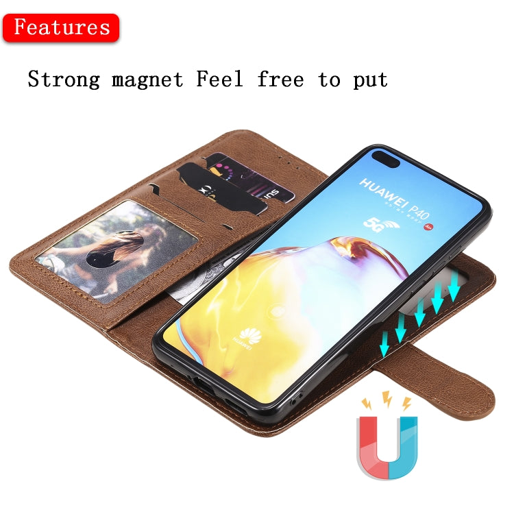 For Huawei P40 2 in 1 Solid Color Detachable PU Leather Case with Card Slots & Magnetic Holder & Photo Frame & Wallet & Strap