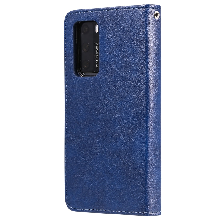 For Huawei P40 2 in 1 Solid Color Detachable PU Leather Case with Card Slots & Magnetic Holder & Photo Frame & Wallet & Strap