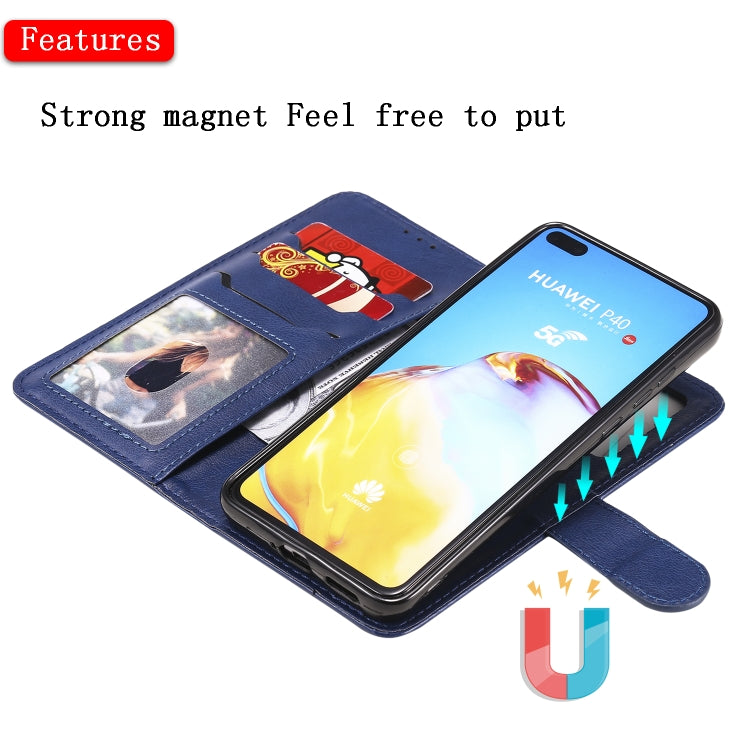 For Huawei P40 2 in 1 Solid Color Detachable PU Leather Case with Card Slots & Magnetic Holder & Photo Frame & Wallet & Strap