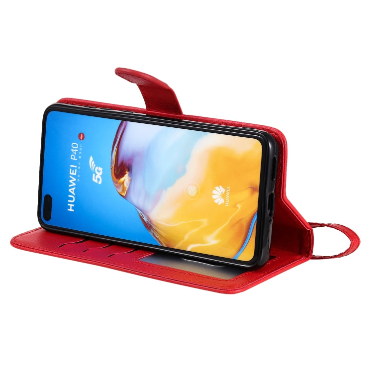 For Huawei P40 2 in 1 Solid Color Detachable PU Leather Case with Card Slots & Magnetic Holder & Photo Frame & Wallet & Strap