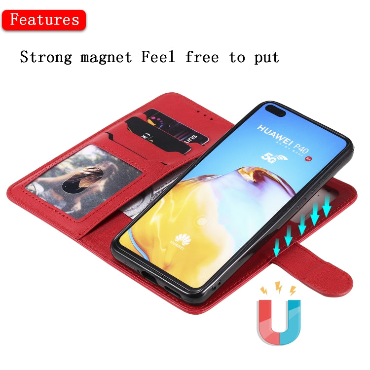 For Huawei P40 2 in 1 Solid Color Detachable PU Leather Case with Card Slots & Magnetic Holder & Photo Frame & Wallet & Strap