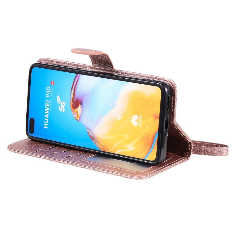 For Huawei P40 2 in 1 Solid Color Detachable PU Leather Case with Card Slots & Magnetic Holder & Photo Frame & Wallet & Strap