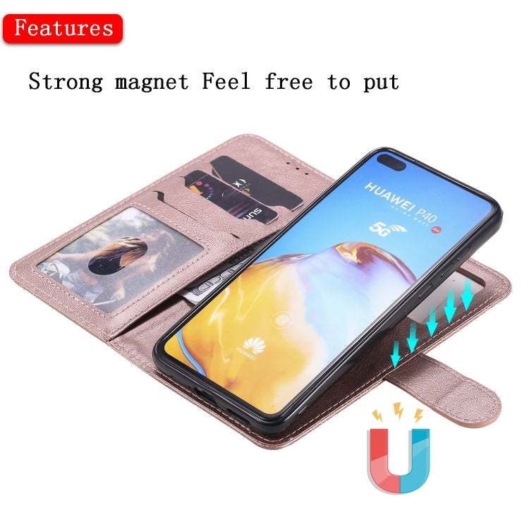For Huawei P40 2 in 1 Solid Color Detachable PU Leather Case with Card Slots & Magnetic Holder & Photo Frame & Wallet & Strap