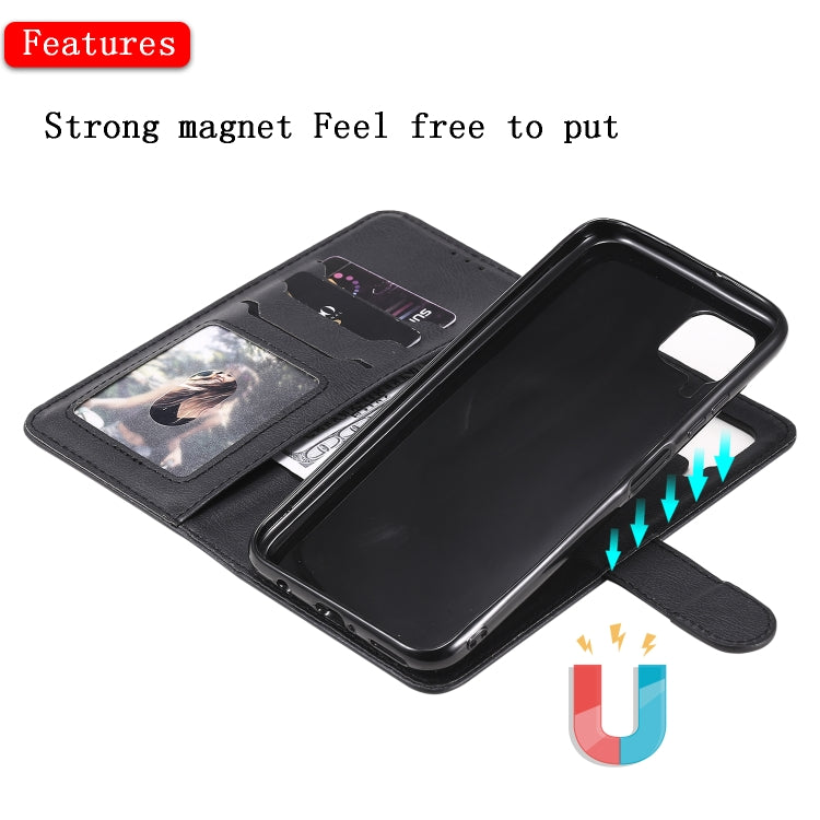For Huawei P40 Pro 2 in 1 Solid Color Detachable PU Leather Case with Card Slots & Magnetic Holder & Photo Frame & Wallet & Strap