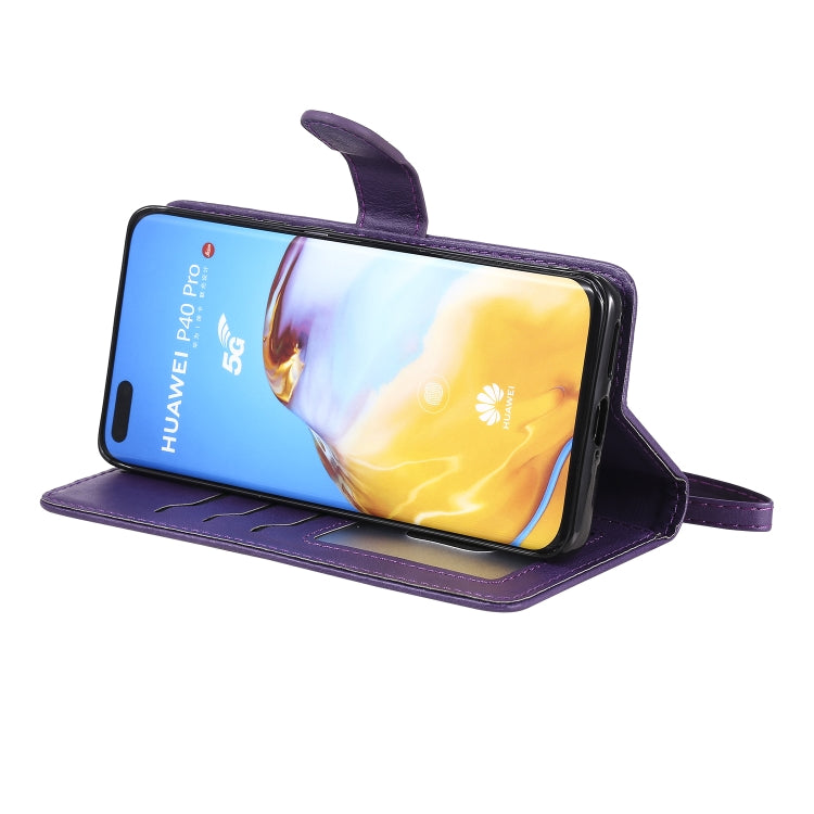 For Huawei P40 Lite 2 in 1 Solid Color Detachable PU Leather Case with Card Slots & Magnetic Holder & Photo Frame & Wallet & Strap